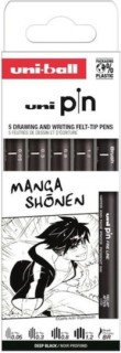 Uni-Ball Pin Μαρκαδόροι Σχεδίου Σετ 5 τεμάχια (Deep Black)