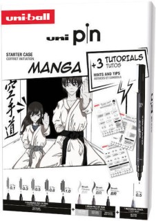 Uni-Ball Pin Μαρκαδόροι Σχεδίου 0.1-0.3-0.5-0.8-1.0-3 Brushes-1 Mechanical Pencil Σετ 8 τεμαχίων