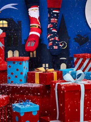 Many Mornings Santa Claus Χριστουγεννιάτικες Κάλτσες Πολύχρωμες