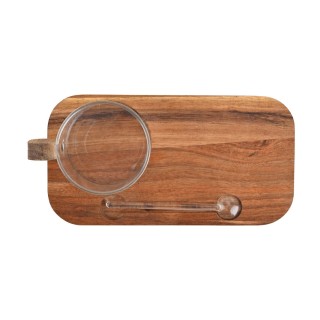 ESTIA ΚΟΥΠΑ ΓΥΑΛΙΝΗ ΜΕ ΞΥΛΙΝΟ ΔΙΣΚΟ ΚΑΙ ΚΟΥΤΑΛΙ 23Χ12Χ7cm