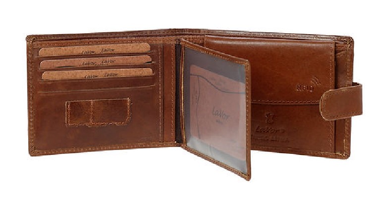 LaVor 1-3420 Ανδρικό Δερμάτινο Πορτοφόλι με RFID Κονιάκ