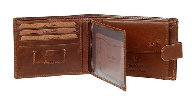 LaVor 1-3420 Ανδρικό Δερμάτινο Πορτοφόλι με RFID Κονιάκ