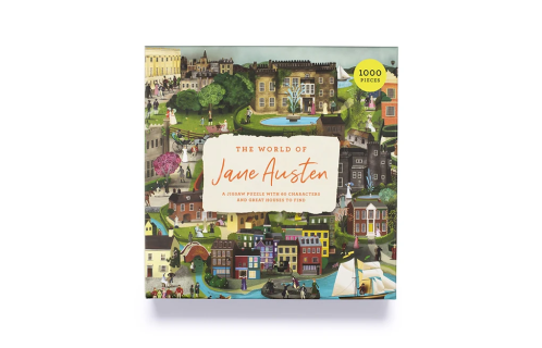 THE WORLD OF JANE AUSTEN : A JIGSAW PUZZLE WITH 60 CHARACTERS AND GREAT HOUSES TO FIND - 1000 PIECES