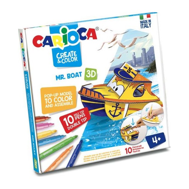 CARIOCA ΣΕΤ ΖΩΓΡΑΦΙΚΗΣ CREATE & COLOR MR BOAT 3D ΠΑΖΛ (+ 10 ΜΑΡΚΑΔΟΡΟΙ)