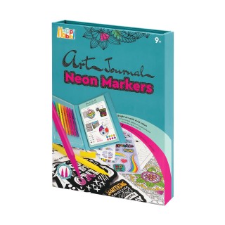 HAPPIHOBBI ART JOURNAL ΗΜΕΡΟΛΟΓΙΟ ΜΕ NEON ΜΑΡΚΑΔΟΡΟΥΣ