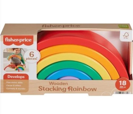 FISHER-PRICE - ΞΥΛΙΝΟ ΟΥΡΑΝΙΟ ΤΟΞΟ WOODEN STACKING RAINBOW- HXT73
