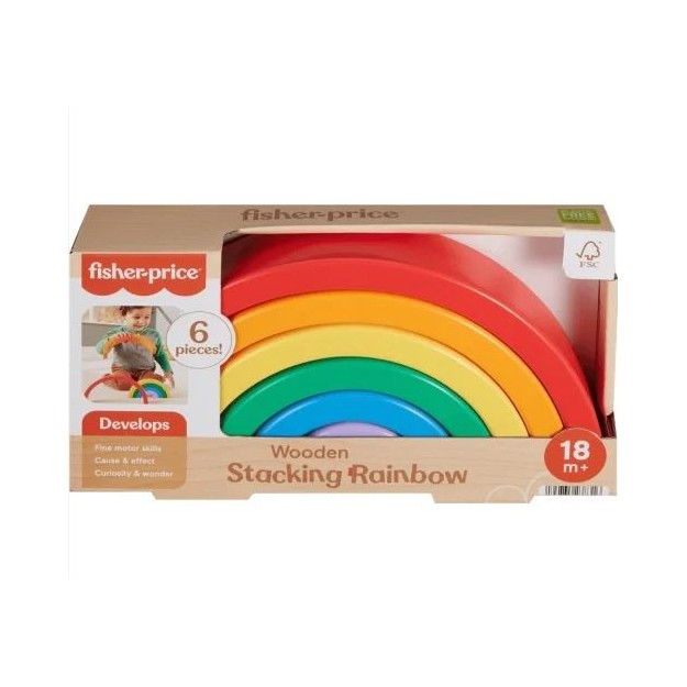 FISHER-PRICE - ΞΥΛΙΝΟ ΟΥΡΑΝΙΟ ΤΟΞΟ WOODEN STACKING RAINBOW- HXT73