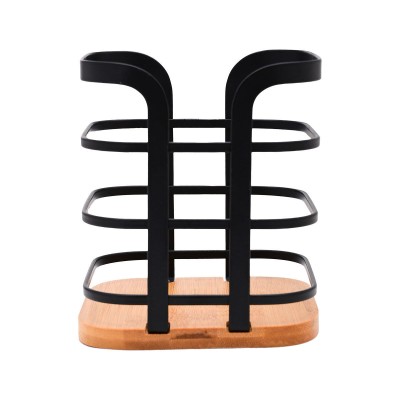 ESTIA ΘΗΚΗ ΓΙΑ ΚΟΥΤΑΛΕΣ BAMBOO ΜΕΤΑΛΛΙΚΗ 12x12x14.5cm ΜΑΥΡΗ