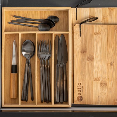 ESTIA ΘΗΚΗ ΣΥΡΤΑΡΙΟΥ ΓΙΑ ΜΑΧΑΙΡΟΠΙΡΟΥΝΑ BAMBOO ESSENTIALS 5 ΘΕΣΕΩΝ 33x23x4.5cm