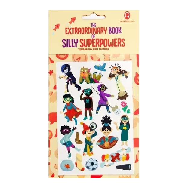 THE EXTRAORDINARY BOOK OF SILLY SUPERPOWERS TEMPORARY TATTOOS FOR KIDS ΠΡΟΣΩΡΙΝΑ ΤΑΤΟΥΑΖ ΓΙΑ ΠΑΙΔΙΑ