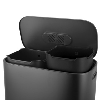 ESTIA ΚΑΔΟΣ ΑΠΟΡΡΙΜΑΤΩΝ DUOPRIME SOFT CLOSE 60lt ΜΕ ΔΥΟ ΔΟΧΕΙΑ 30&30lt ΜΑΥΡΟΣ