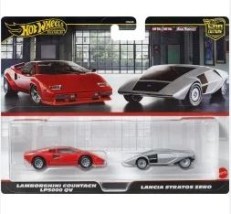 HOT WHEELS PREMIUΜ - ΣΕΤ ΤΩΝ 2: LAMBORGHINI COUNTACH LP5000QV LANCIA STRATOS ZERO HBL96 - JBL02