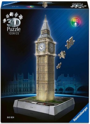 3D PUZZLE ΔΙΑΣΗΜΑ ΚΤΙΡΙΑ ICONICS BIG BEN NIGHT EDITION 216ΤΜΧ