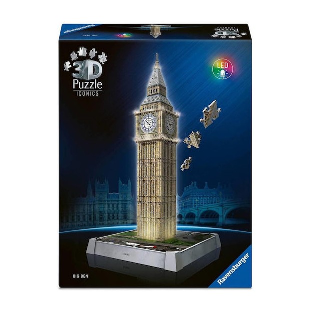 3D PUZZLE ΔΙΑΣΗΜΑ ΚΤΙΡΙΑ ICONICS BIG BEN NIGHT EDITION 216ΤΜΧ