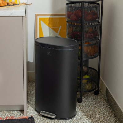 ESTIA ΚΑΔΟΣ ΑΠΟΡΡΙΜΑΤΩΝ OVOID SOFT CLOSE 30lt ΜΑΥΡΟΣ