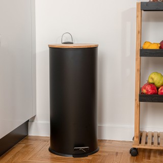 ESTIA ΚΑΔΟΣ ΑΠΟΡΡΙΜΑΤΩΝ SOFT CLOSE BAMBOO ESSENTIALS 30lt ΜΑΤ ΜΑΥΡΟΣ