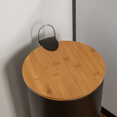 ESTIA ΚΑΔΟΣ ΑΠΟΡΡΙΜΑΤΩΝ SOFT CLOSE BAMBOO ESSENTIALS 30lt ΜΑΤ ΜΑΥΡΟΣ