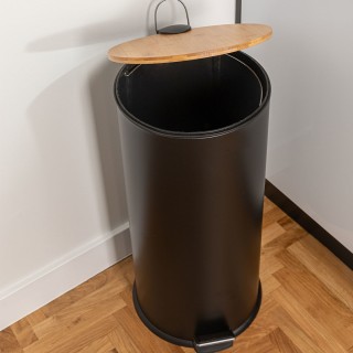 ESTIA ΚΑΔΟΣ ΑΠΟΡΡΙΜΑΤΩΝ SOFT CLOSE BAMBOO ESSENTIALS 30lt ΜΑΤ ΜΑΥΡΟΣ