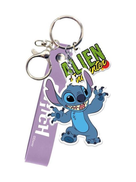 Διακάκης Μπρελόκ Disney Stitch Σιλικόνης με Κρίκο & Γαντζάκι 000565671
