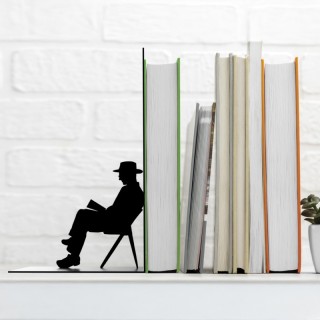 Βιβλιοστάτης από Μέταλλο Man Reading σε Μαύρο χρώμα 17 x 10 x 10cm XL2099