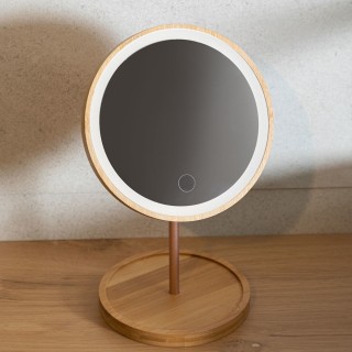 ESTIA ΚΑΘΡΕΦΤΗΣ ΕΠΙΤΡΑΠΕΖΙΟΣ BAMBOO ESSENTIALS ME LED ΦΩΤΙΣΜΟ 18x18x30cm