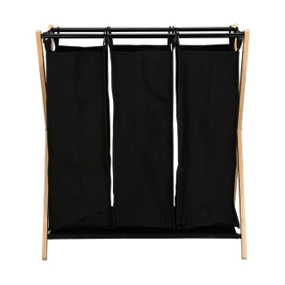 ESTIA ΚΑΛΑΘΙ ΑΠΛΥΤΩΝ BAMBOO ESSENTIALS 102lt 3 ΘΕΣΕΩΝ 68x40x76cm ΜΑΥΡΟ