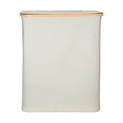 ESTIA ΚΑΛΑΘΙ ΑΠΛΥΤΩΝ BAMBOO ESSENTIALS 144lt ΜΕ ΚΑΠΑΚΙ ΚΑΙ 2 MESH BAGS 56x37x68cm ΓΚΡΙ