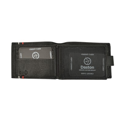 Daston 099 Δερμάτινο Ανδρικό Πορτοφόλι με RFID Μαύρο