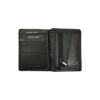 Daston Δερμάτινο Ανδρικό Πορτοφόλι με RFID Μαύρο-Γκρι