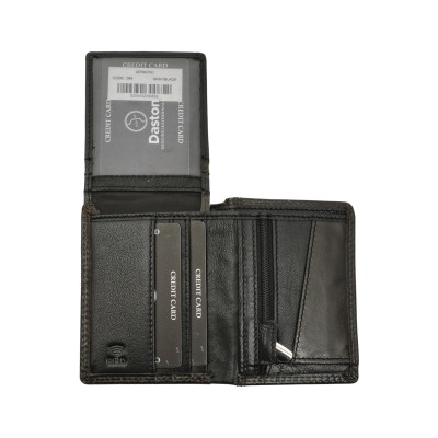 Daston 084 Δερμάτινο Ανδρικό Πορτοφόλι με RFID Μαύρο-Γκρι