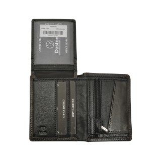 Daston Δερμάτινο Ανδρικό Πορτοφόλι με RFID Μαύρο-Γκρι
