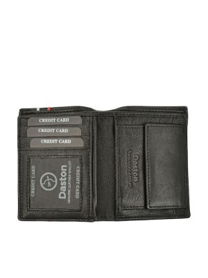Daston Δερμάτινο Ανδρικό Πορτοφόλι με RFID Μαύρο