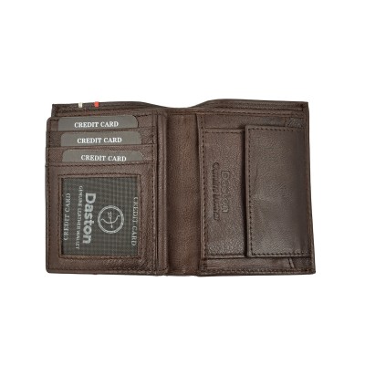 Daston Δερμάτινο Ανδρικό Πορτοφόλι με RFID Καφέ