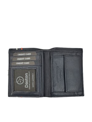 Daston Δερμάτινο Ανδρικό Πορτοφόλι με RFID Μπλε