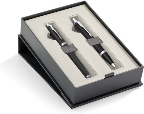 Parker IM Essential Σετ Στυλό Rollerball από Ατσάλι Mat Black CT σε Θήκη