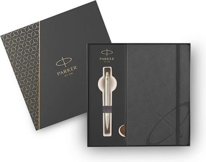 Parker IM Monochrome Σετ Γραφείου με Σημειωματάριο και Στυλό Champagne 2τμχ
