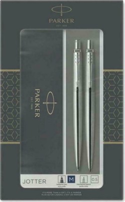Parker Jotter Core Duo Σετ Στυλό Ballpoint Medium με Μηχανικό Μολύβι από Ατσάλι Ασημί σε Θήκη