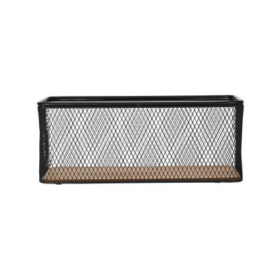 ESTIA ΚΑΛΑΘΙ ΑΠΟΘΗΚΕΥΣΗΣ & ΟΡΓΑΝΩΣΗΣ WIRED ΜΕΤΑΛΛΙΚΟ 30.5x16.5x12.5cm ΜΑΥΡΟ ΜΕ ΒΑΣΗ ΑΚΑΚΙΑΣ