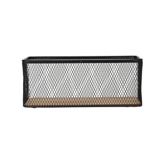 ESTIA ΚΑΛΑΘΙ ΑΠΟΘΗΚΕΥΣΗΣ & ΟΡΓΑΝΩΣΗΣ WIRED ΜΕΤΑΛΛΙΚΟ 30.5x16.5x12.5cm ΜΑΥΡΟ ΜΕ ΒΑΣΗ ΑΚΑΚΙΑΣ