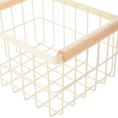 ESTIA ΚΑΛΑΘΙ ΟΡΓΑΝΩΣΗΣ ALLURE ΜΕΤΑΛΛΙΚΟ ΜΕ ΞΥΛΙΝΕΣ ΛΑΒΕΣ 24x18x13 IVORY