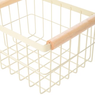 ESTIA ΚΑΛΑΘΙ ΟΡΓΑΝΩΣΗΣ ALLURE ΜΕΤΑΛΛΙΚΟ ΜΕ ΞΥΛΙΝΕΣ ΛΑΒΕΣ 24x18x13 IVORY