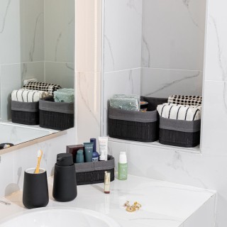 ESTIA ΚΑΛΑΘΙ ΟΡΓΑΝΩΣΗΣ BAMBOO ESSENTIALS 30x25cm ME ΕΠΕΝΔΥΣΗ ΜΑΥΡΟ