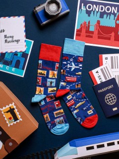 Many Mornings The Traveller Κάλτσες με Σχέδια Μπλε