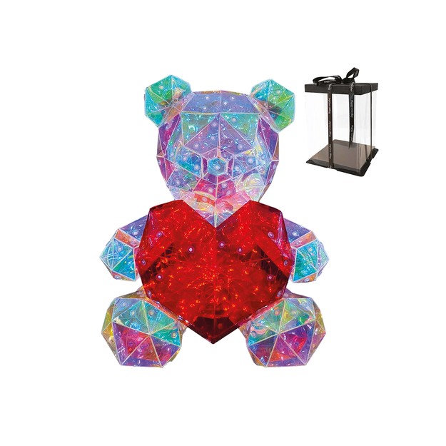 Διακοσμητικό Αρκουδάκι Κρυστάλλινης Όψης με LED και Κουτί 30cm