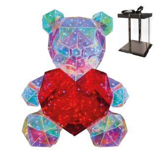 Διακοσμητικό Αρκουδάκι Κρυστάλλινης Όψης με LED και Κουτί 30cm