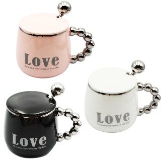 Κούπα με Καπάκι & Κουταλάκι “Love” – 400ml Ροζ