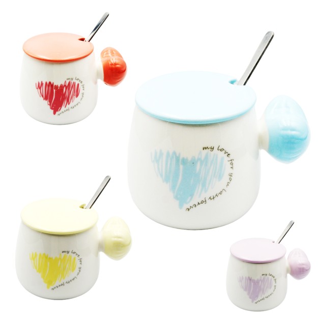 Κούπα με Καπάκι & Κουταλάκι “My Love for You” – 400ml Λιλά