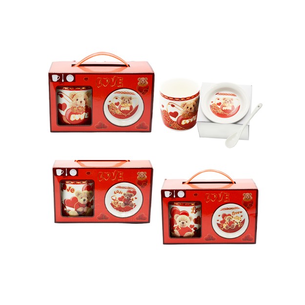 Κούπα με Κουταλάκι & Πιατάκι “Love” – Σετ Δώρου – 9x8.5cm