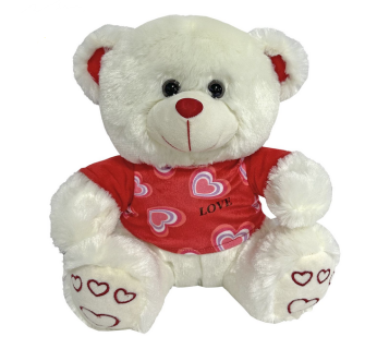 Αρκουδάκι Λευκό με Κόκκινο Μπλουζάκι 30cm