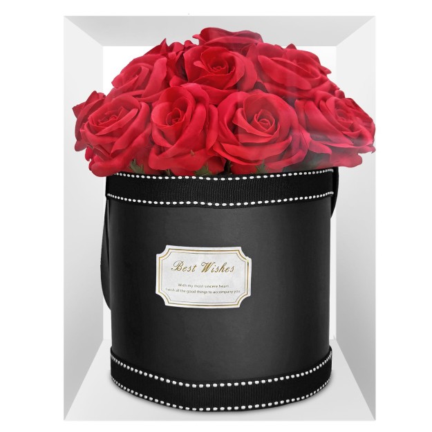 Κουτί Κυλινδρικό με 21 Τριαντάφυλλα Προϊόν-20x18cm Κουτί-23x18x18cm